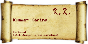 Kummer Karina névjegykártya